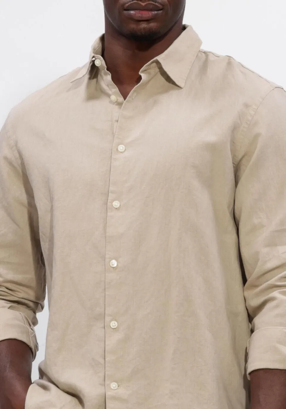 Selected Men Heren Overhemden Slhregclay Linenblend Ls Shirt Cla Noos - Zand, foto 4