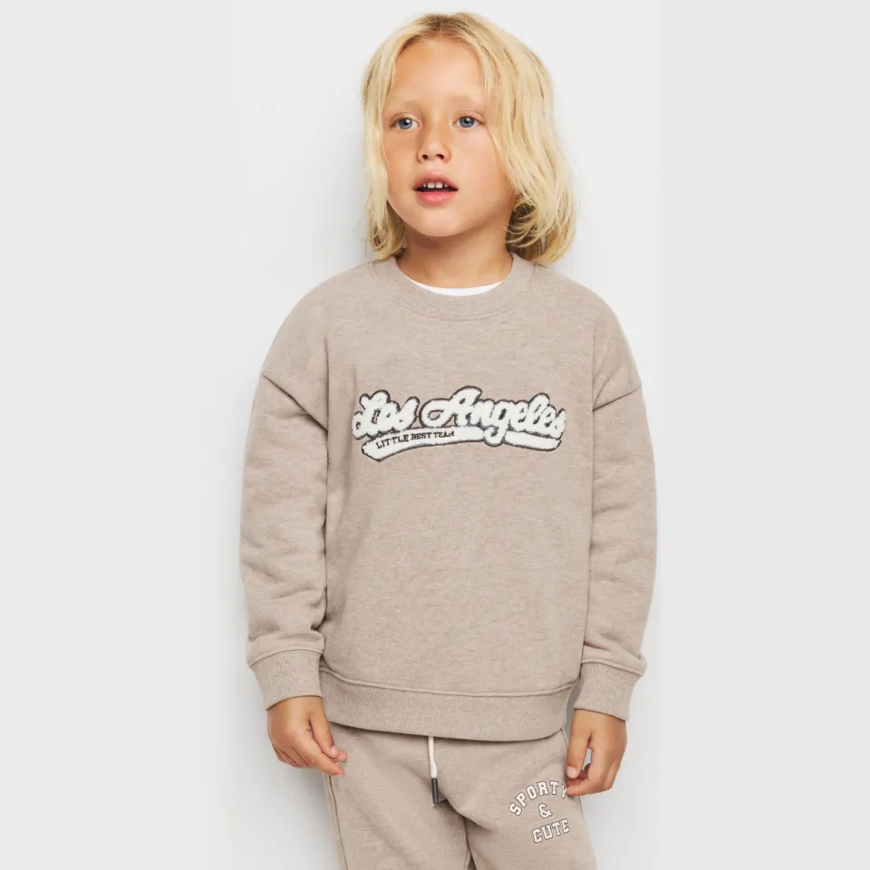 Mango Kids sweater met tekst - lichtbruin, foto 4