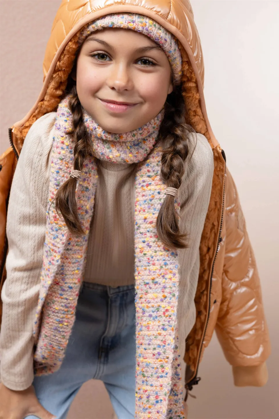 Nono Rana muts en sjaal roze meerkleurig, foto 4