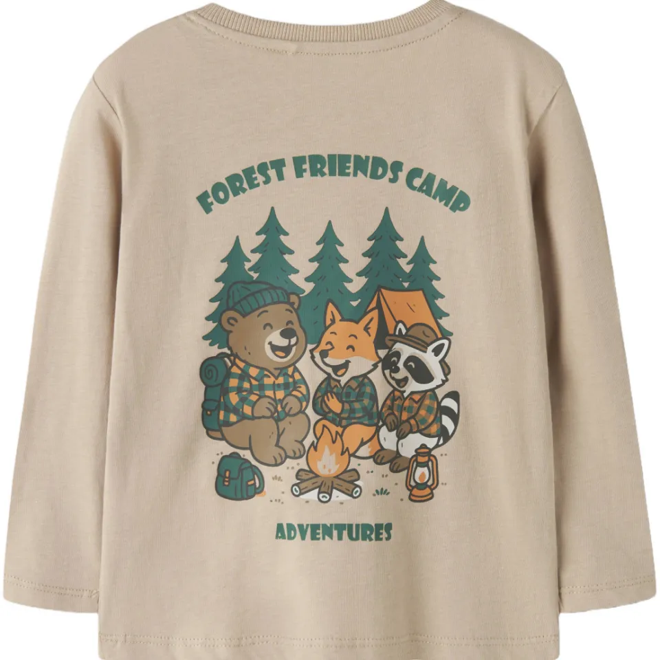 NAME IT MINI longsleeve lichtbruin met beerprint, foto 2