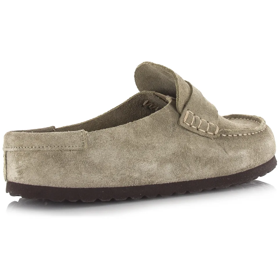 Birkenstock Naples Wrapped suède instappers beige, foto 4