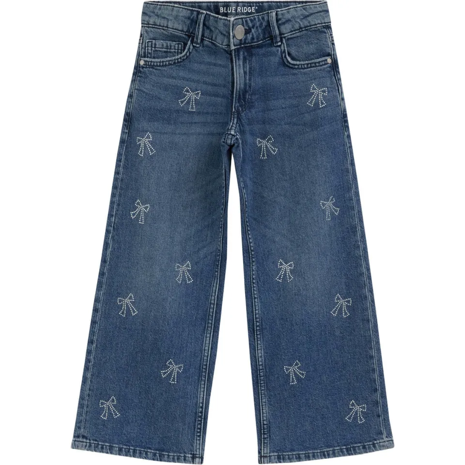 WE Fashion Blue Ridge wide leg jeans met strass-steentjes en print - mediumblauw, foto 2