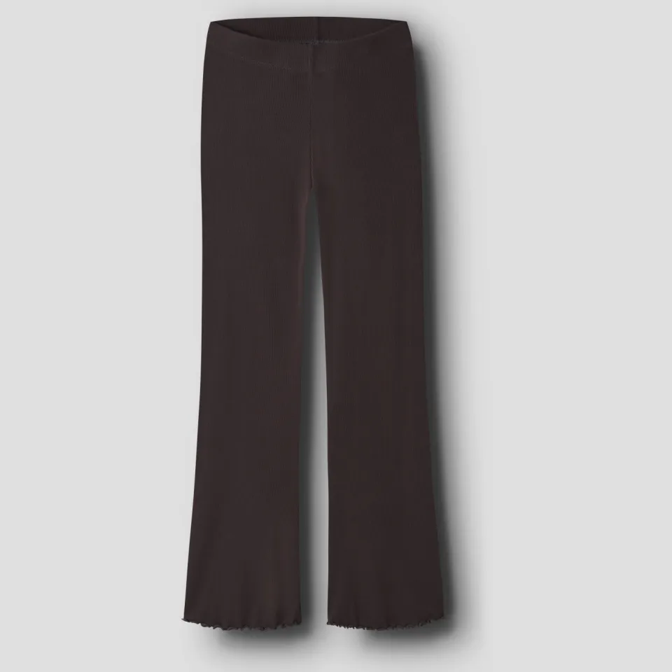 NAME IT flared broek met ruches donkerbruin