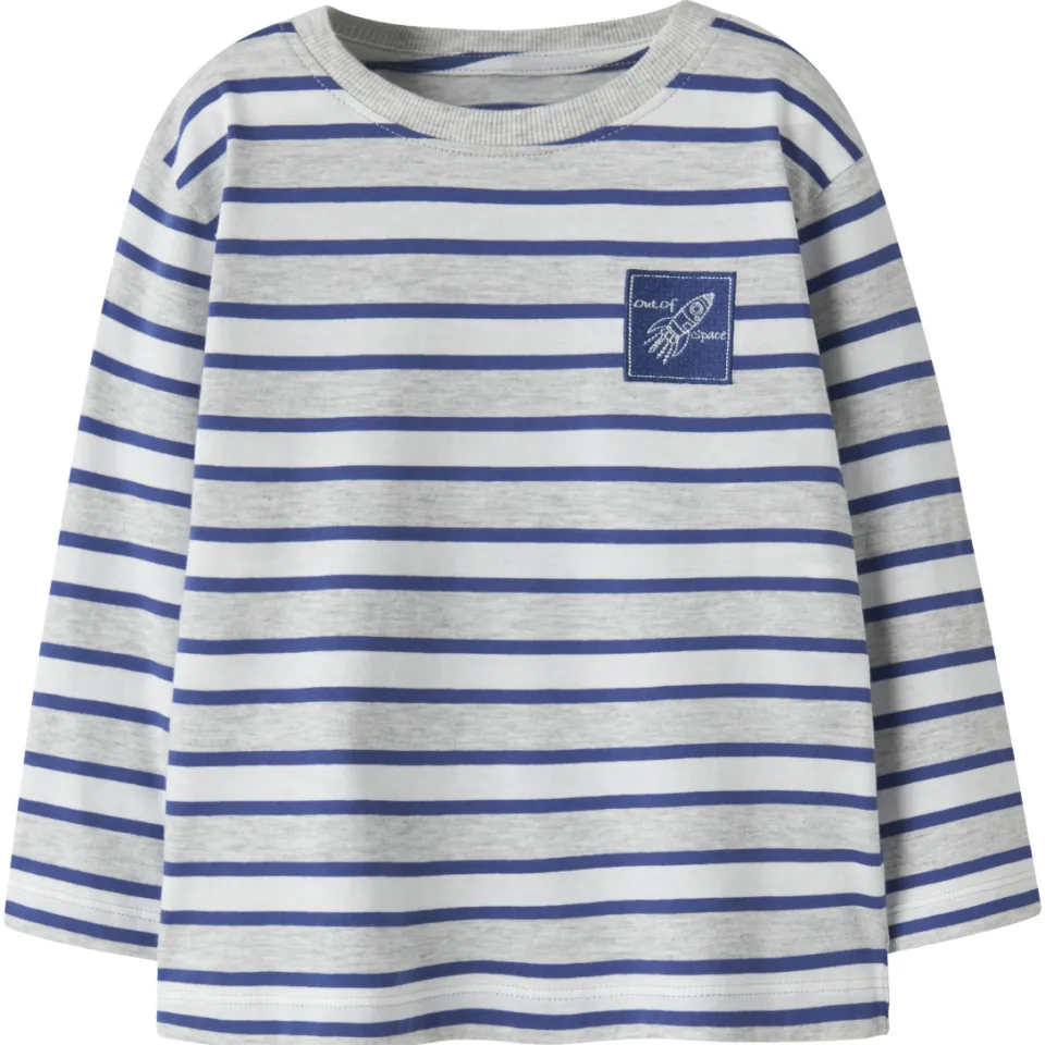 NAME IT MINI gestreepte longsleeve lichtgrijs lichtgrijs/blauw, foto 2