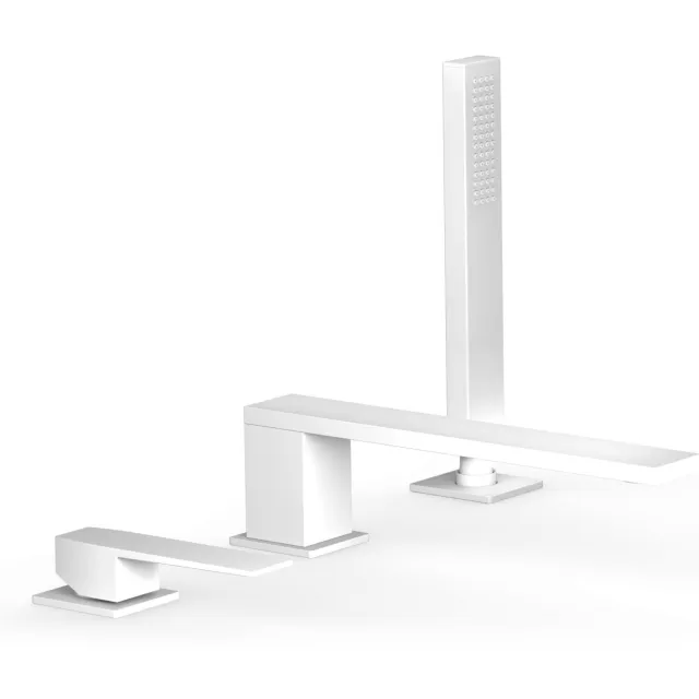 Tres Badrandkraan Tres Slim Exclusive met Handdoucheset Rechte Uitloop 22 cm Mat Wit Mat wit -