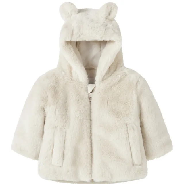 NAME IT BABY imitatiebonten winterjas beige Lichtbeige