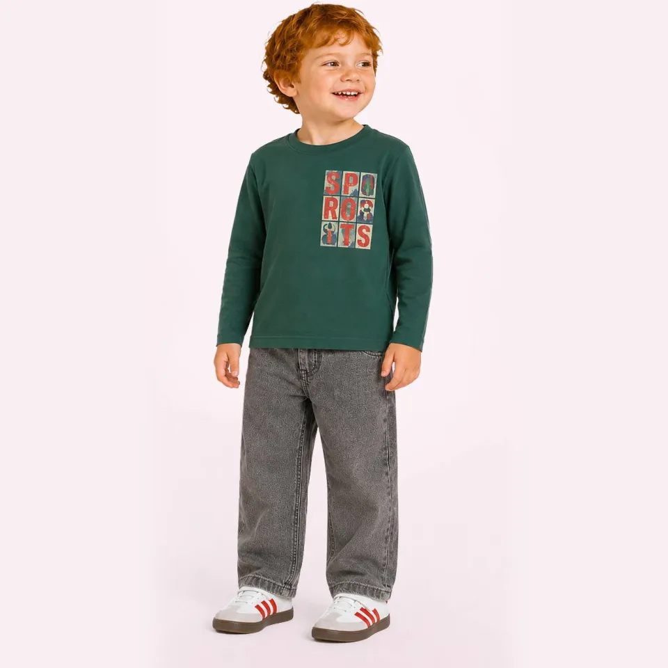 B.Nosy Tobias longsleeve met print grijsgroen