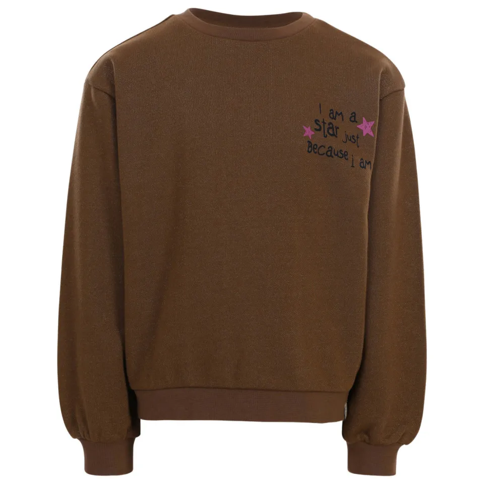 LOOXS little rechtvallende sweater met glitters en backprint - bruin, foto 4