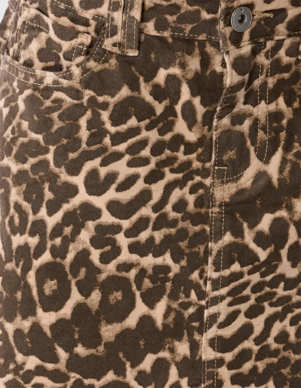 Shoeby korte spijkerrok met panterprint bruin, foto 6