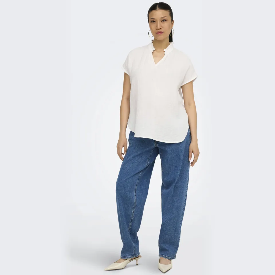 Only zwangerschaps blousetop met textuur ecru, foto 5