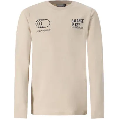 Retour Jeans rechtvallende longsleeve met print beige