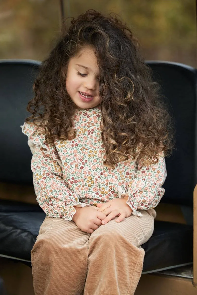 Little Dutch gebloemde longsleeve beige Beige/roze/groen