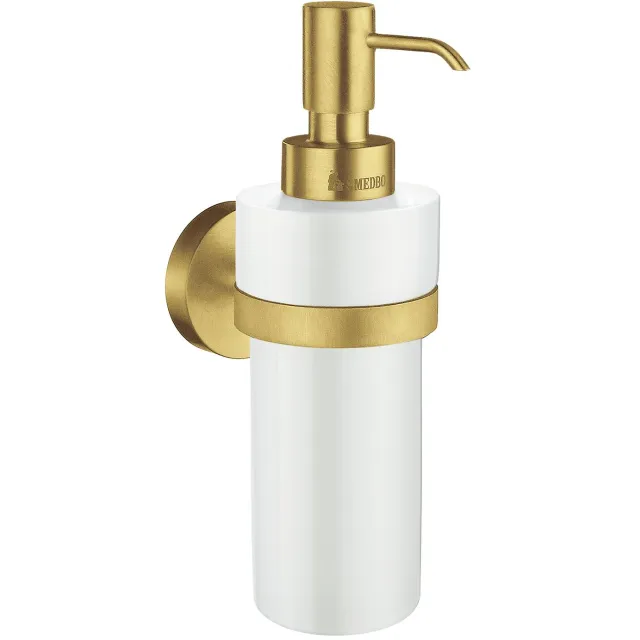 Smedbo Zeepdispenser Smedbo Home met Pomp met Porcelein 18 cm 200 ml Mat Messing Goud