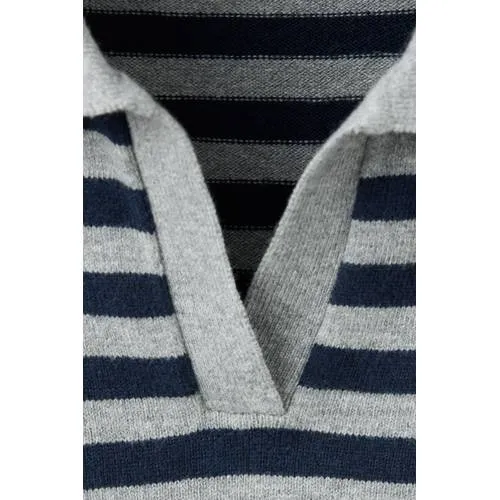 Mango TEEN katoenen gestreepte gebreide trui - grijs/blauw, foto 6