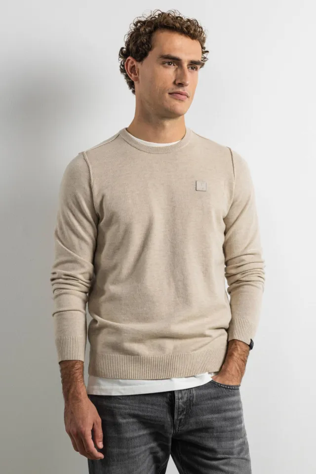 Butcher of Blue regular fit gebreide trui met wol - licht zand Lt. Sand