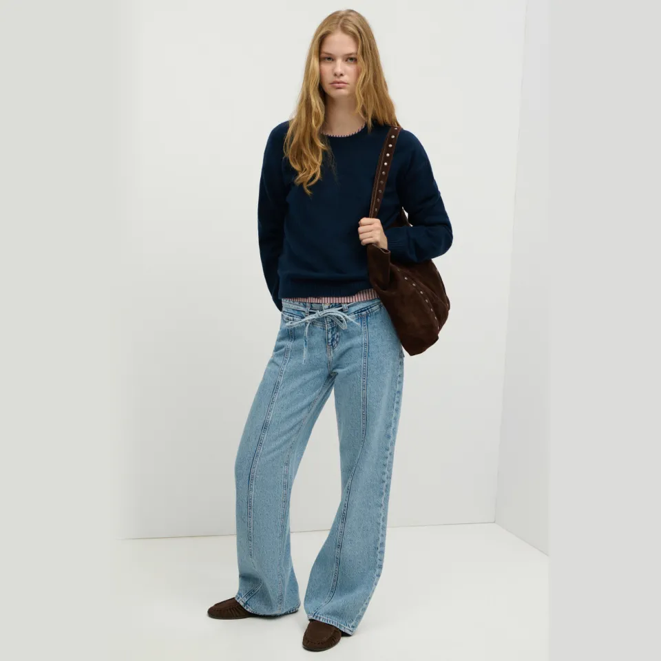 Mango TEEN gebreide trui met wol - marineblauw, foto 3