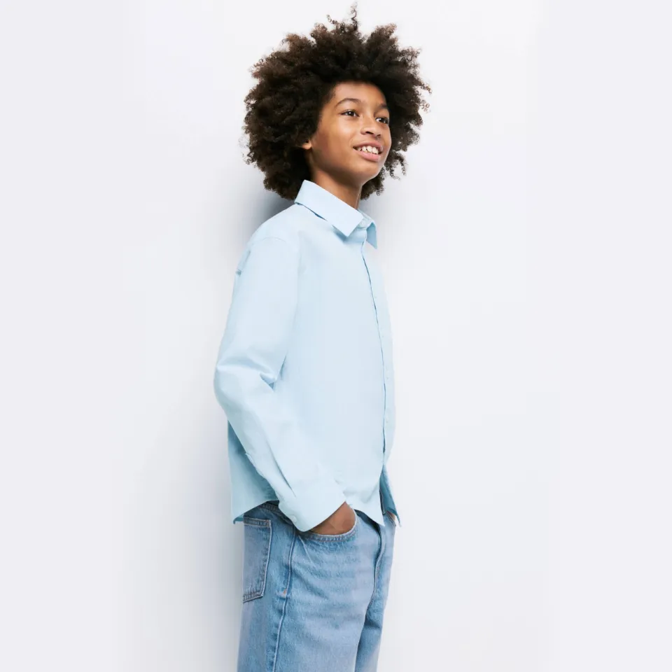 Mango Kids overhemd met krijtstreep - lichtblauw, foto 4
