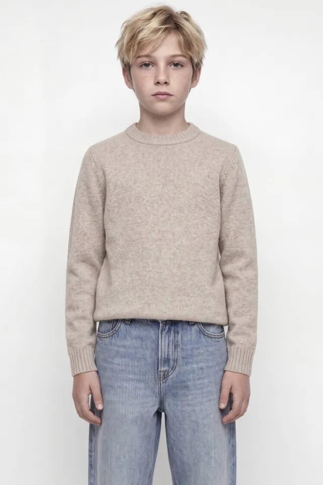 Jack & Jones JUNIOR gebreide trui met wol - beige