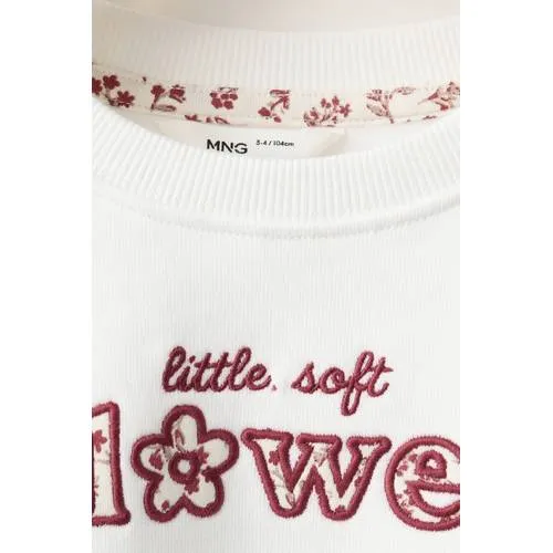 Mango Kids rechtvallende sweater met tekst - naturel wit/rood, foto 3