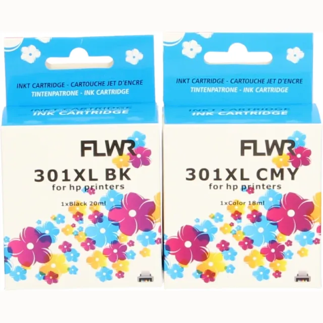 FLWR HP 301XL Multipack zwart en kleur (Huismerk (remanufactured))