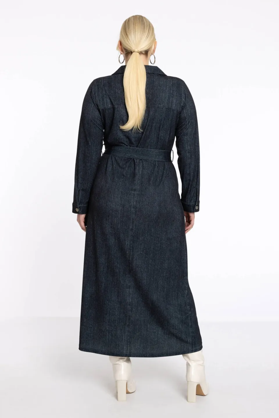 Yoek denim jurk donkerblauw, foto 2