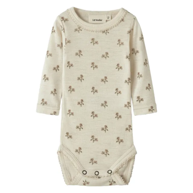 Lil' Atelier BABY wollen romper met print - beige, foto 2