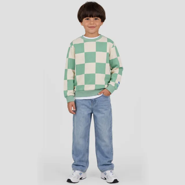 Orange Stars geruite sweater - mintgroen Mintgroen/ecru