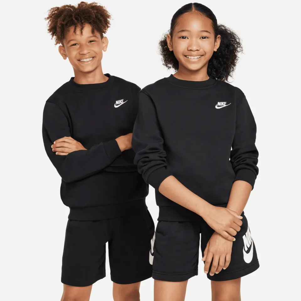 Nike Kid's NSW Club Fleece Crew L/S - Longsleeve, zwart