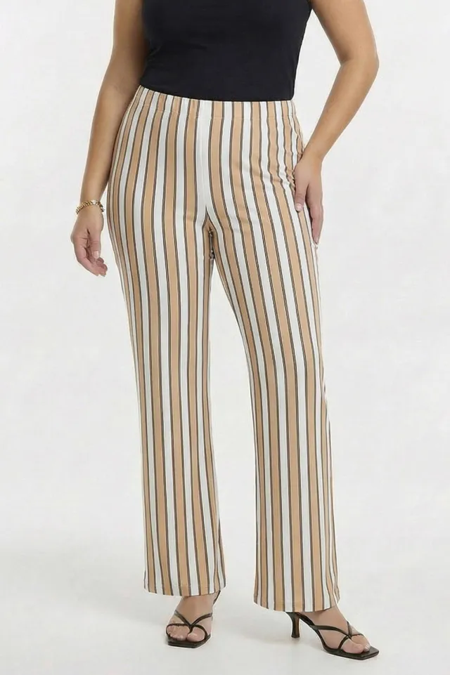 Yoek Decostripe pantalon lichtbruin, foto 5