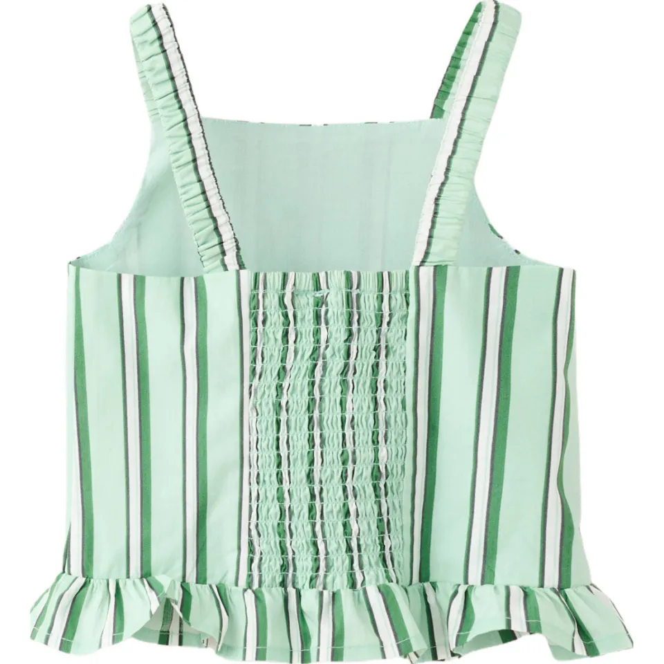 Mango Kids gestreepte top met ruches lichtgroen lichtgroen/groen/wit, foto 3