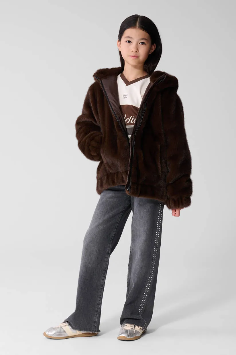Shoeby faux fur jas donkerbruin, foto 5