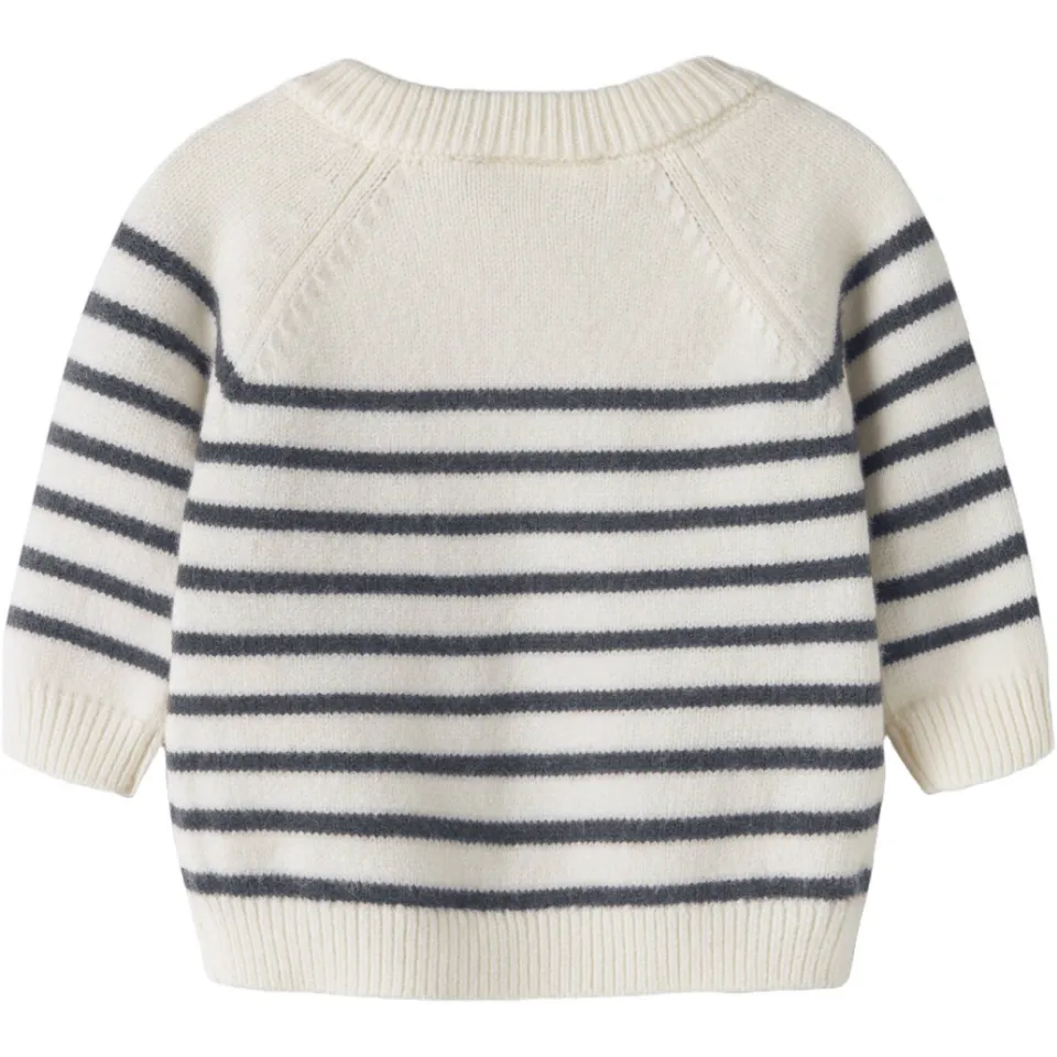 NAME IT BABY gebreide gestreepte trui - offwhite/blauw, foto 2
