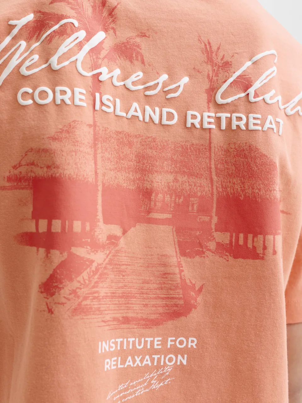 Jack & Jones T-shirt met backprint koraaloranje, foto 5