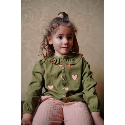 Riffle Amsterdam blouse met hartjes groen roze, foto 5