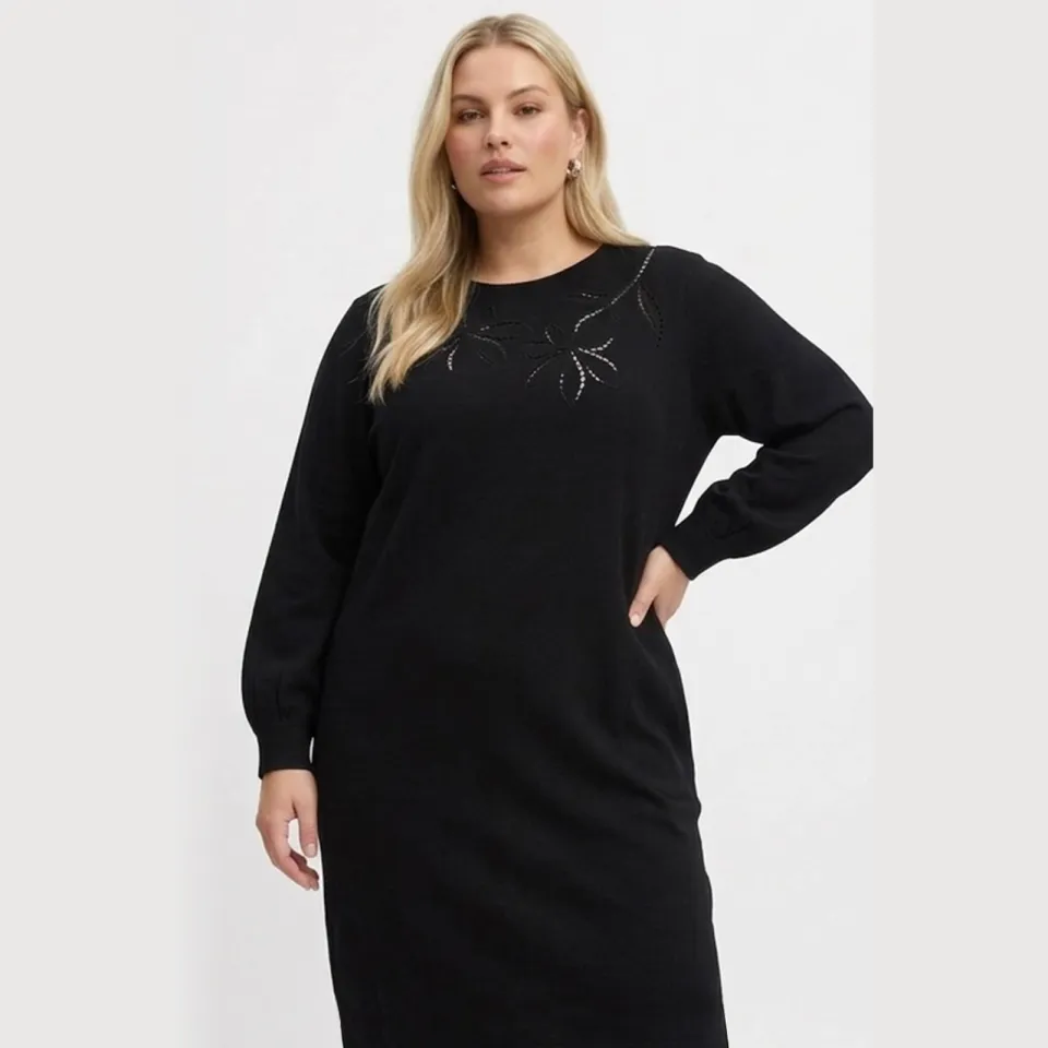 Yoek Moonfleece jurk zwart, foto 5