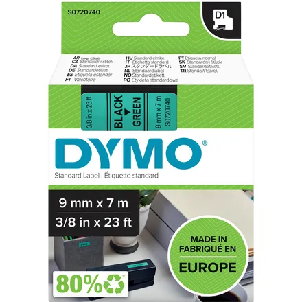 Dymo 40919 (S0720740) Tape Zwart op groen (9 mm), foto 3