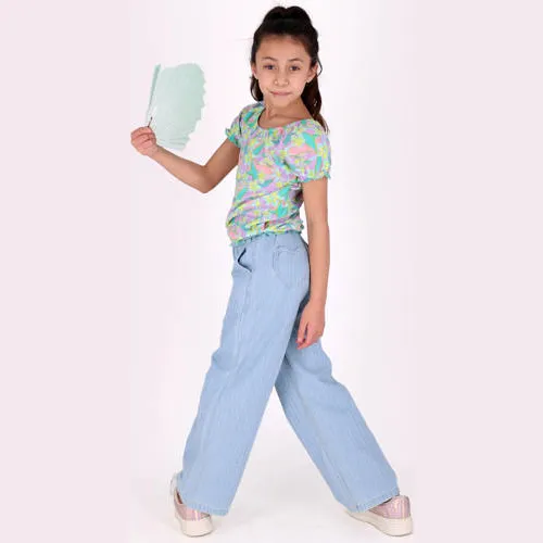 B.Nosy gebloemde off shoulder top lila, foto 3