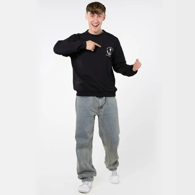 No Way Monday X Job Dutchtuber oversized sweater met backprint - zwart