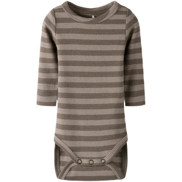 NAME IT BABY modal gestreepte romper - bruin, foto 2