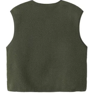NAME IT KIDS rechtvallend teddy gilet - olijfgroen Effen, foto 2