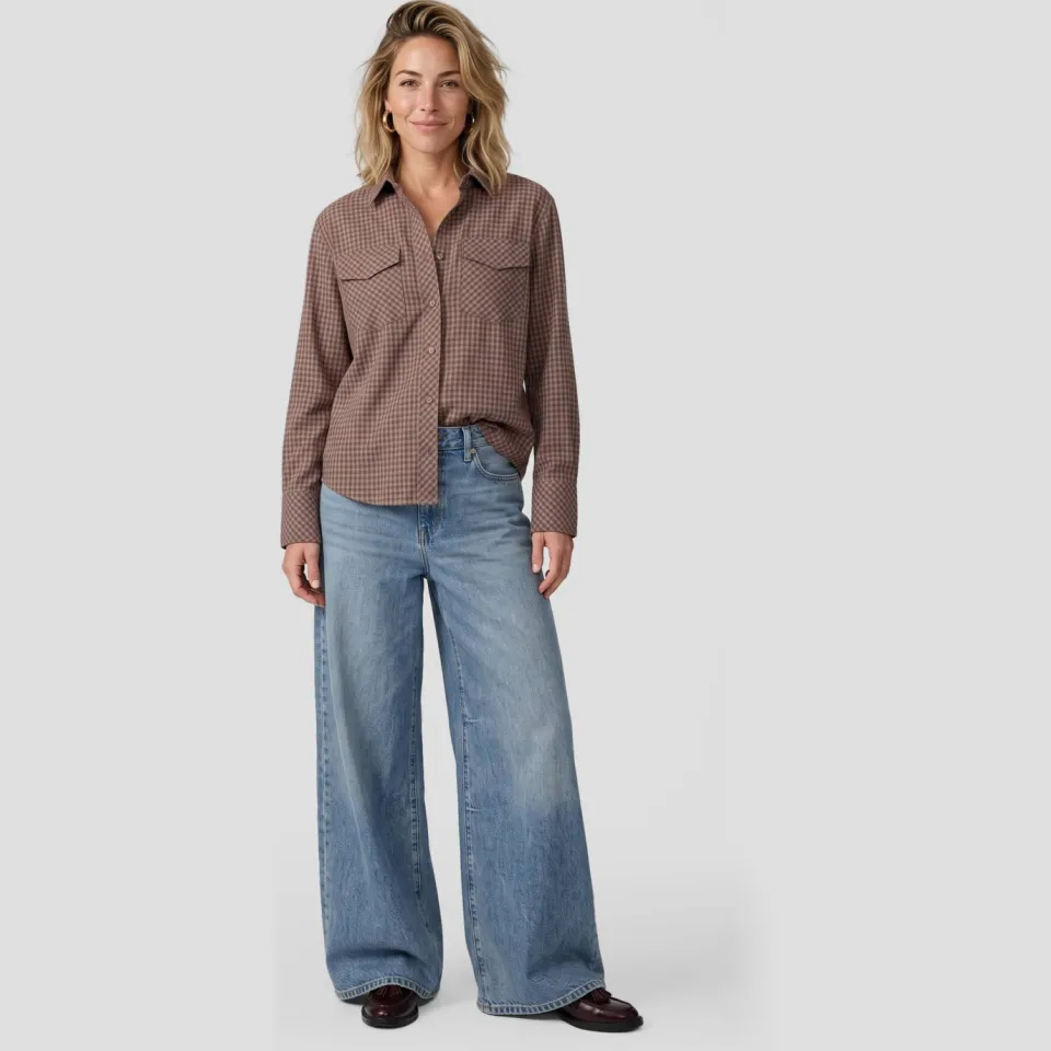 Notre-V Nv-isabe blouse mini check bruin, foto 2