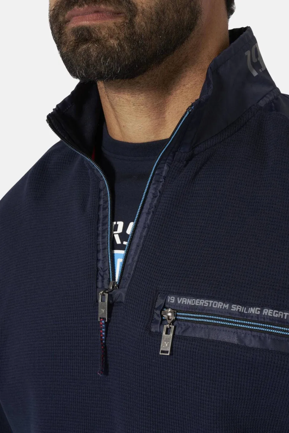 Jan Vanderstorm +FIT Collectie gebreide trui ABBO donkerblauw, foto 6