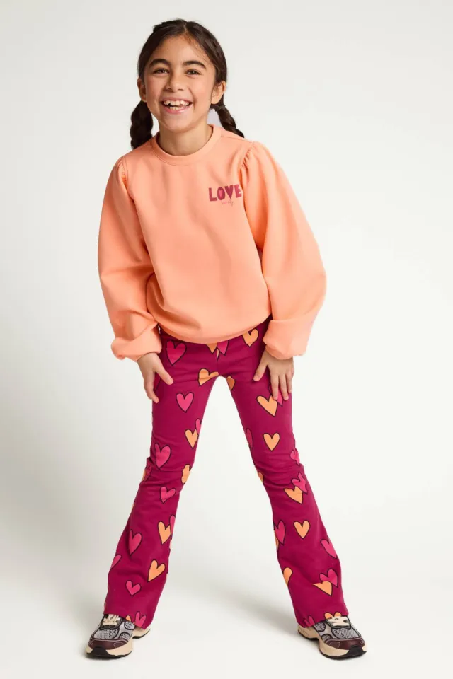 LOOXS little flared broek met hartjes donkerrood, foto 2