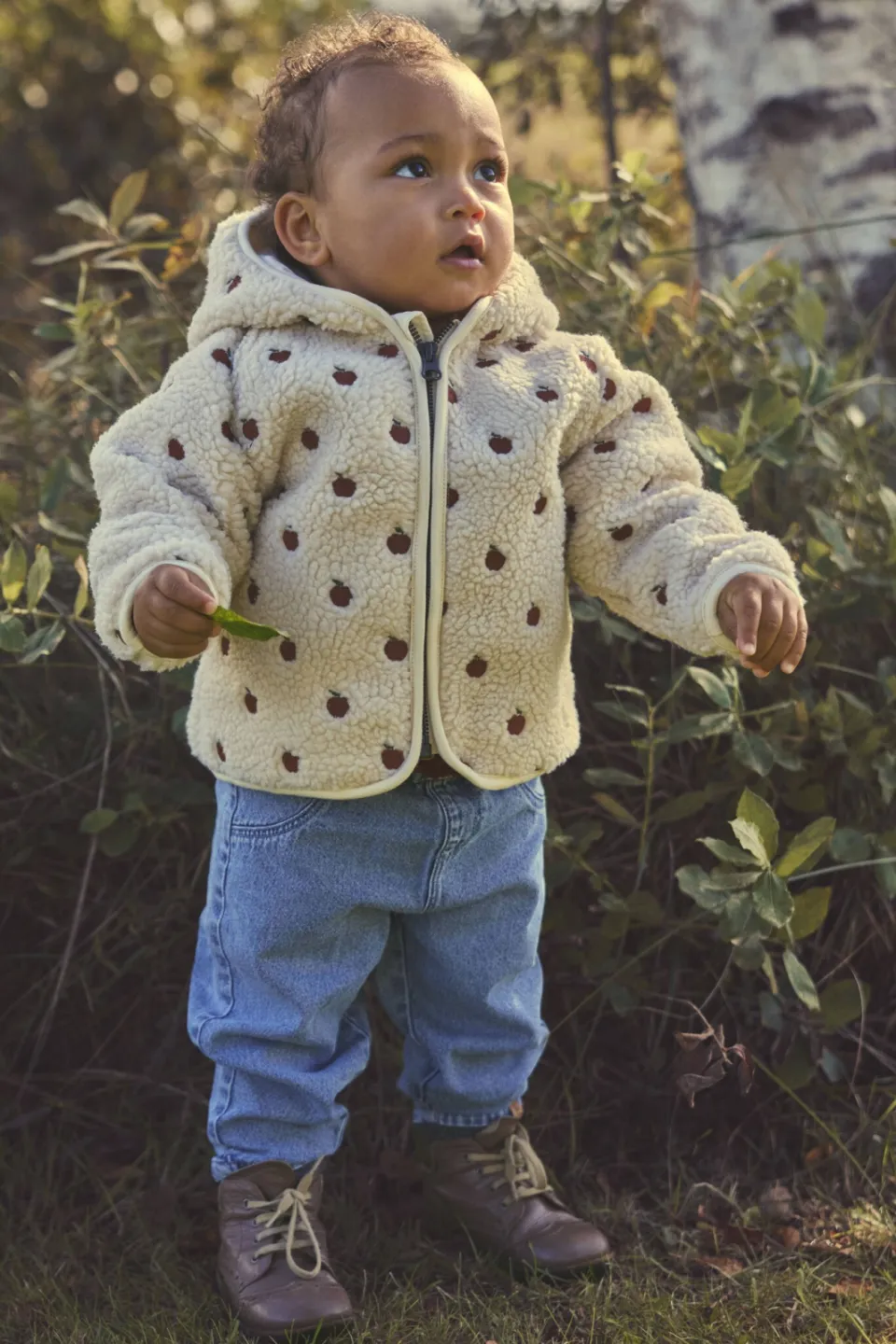 Lil' Atelier baby teddyjas ecru Ecru/donkerrood