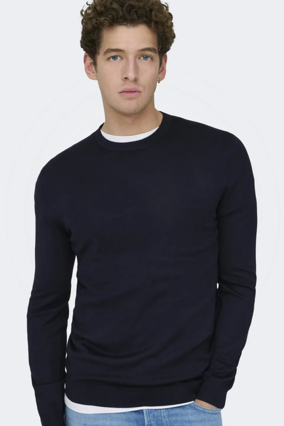 Only & Sons regular fit gebreide trui - donkerblauw, foto 4