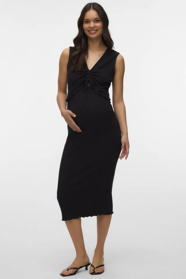 Mamalicious zwangerschaps midirok ribgebreid zwart