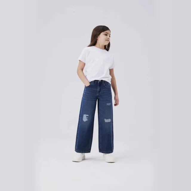 NAME IT KIDS wide leg jeans NKFROSE dark blue denim