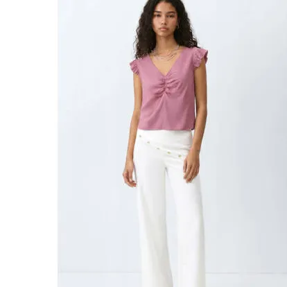 Mango Teen blousetop met ruches oudroze, foto 4