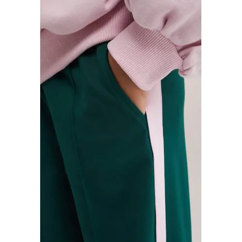 WE Fashion loose fit joggingbroek donkergroen lichtroze, foto 4