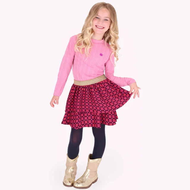 B.Nosy midi jurk met print roze Roze/donkerroze